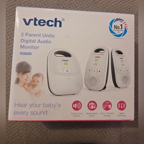 Vtech 2 Parent Units Digital Audio Baby Monitor with up to 1,000 ft of Range, Cr - Picture 11 of 12
